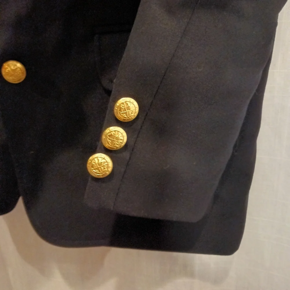 Talbot's Boys Navy Wool Blazer with Gold Crest Buttons Size 7X